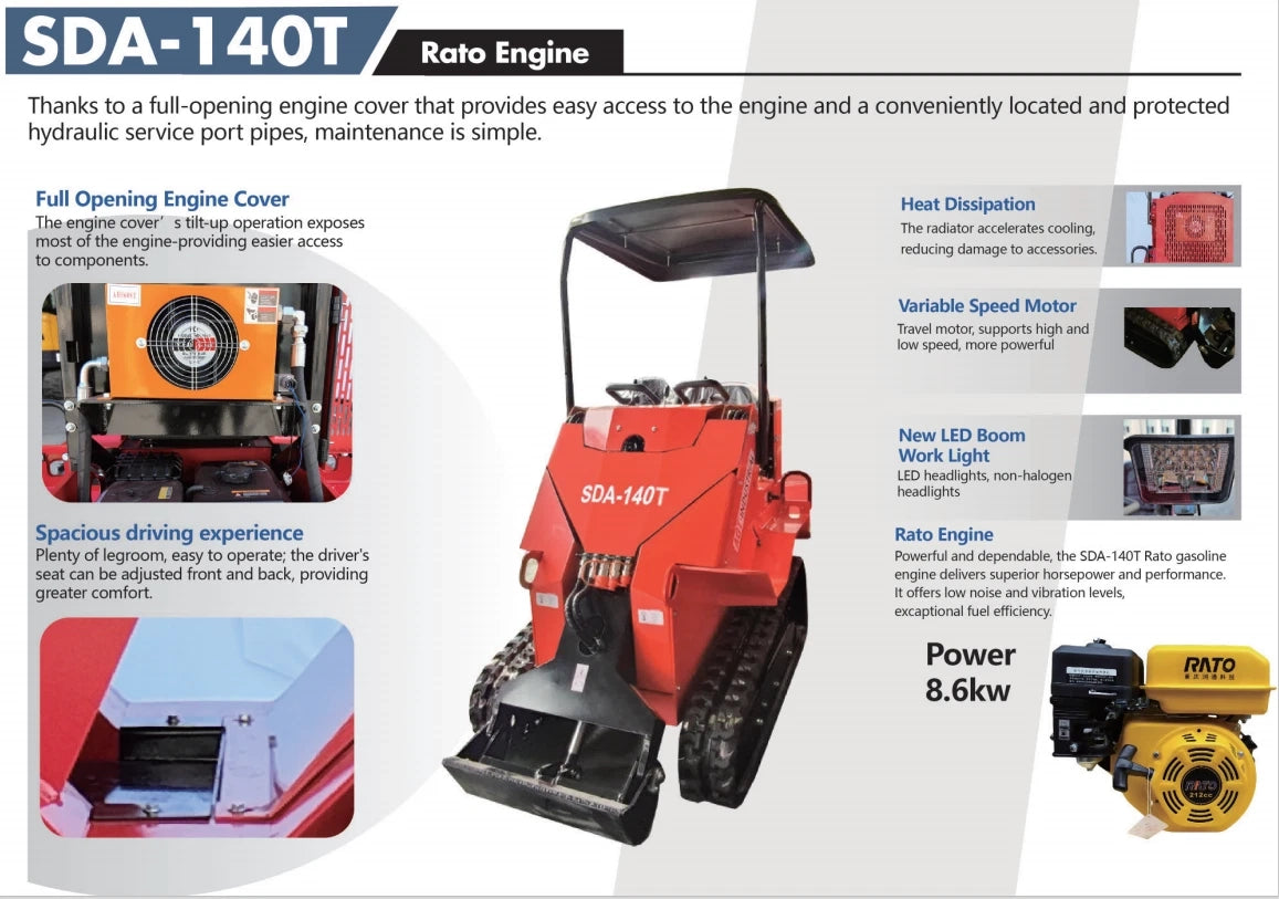 0.8 Ton, Rato R420D Engine Mini Skid Steer | AGT-SDA-140T
