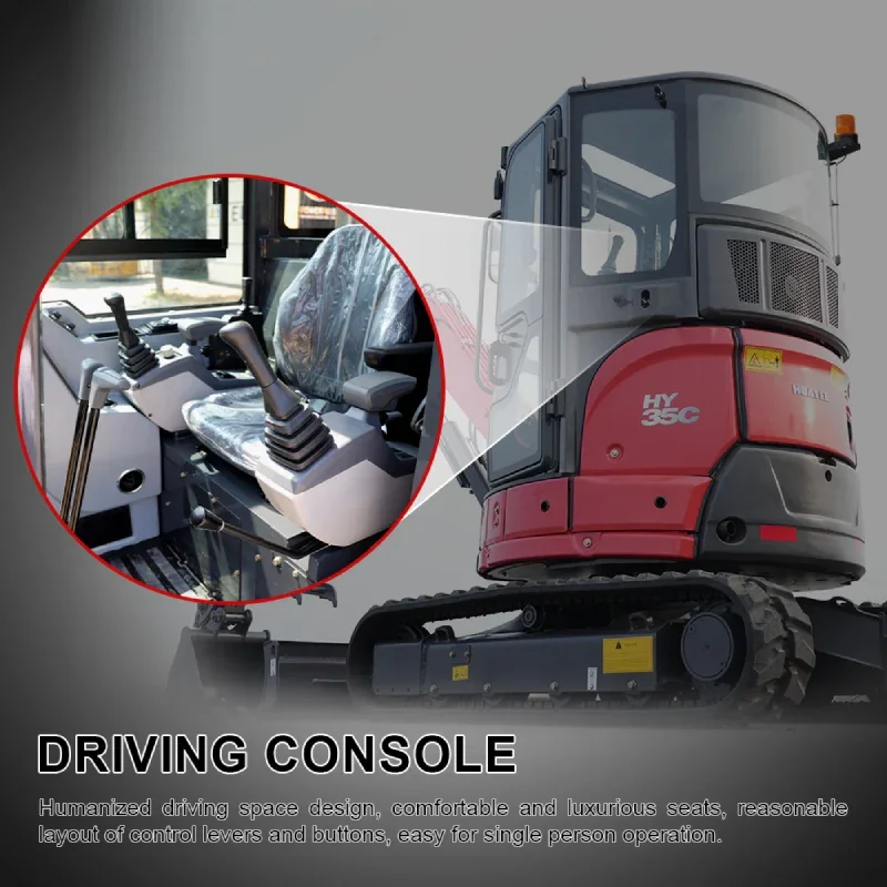 3.5 Ton Industrial Mini Excavator with 24HP kubota Engine & Enclosed Cab | HUAYE