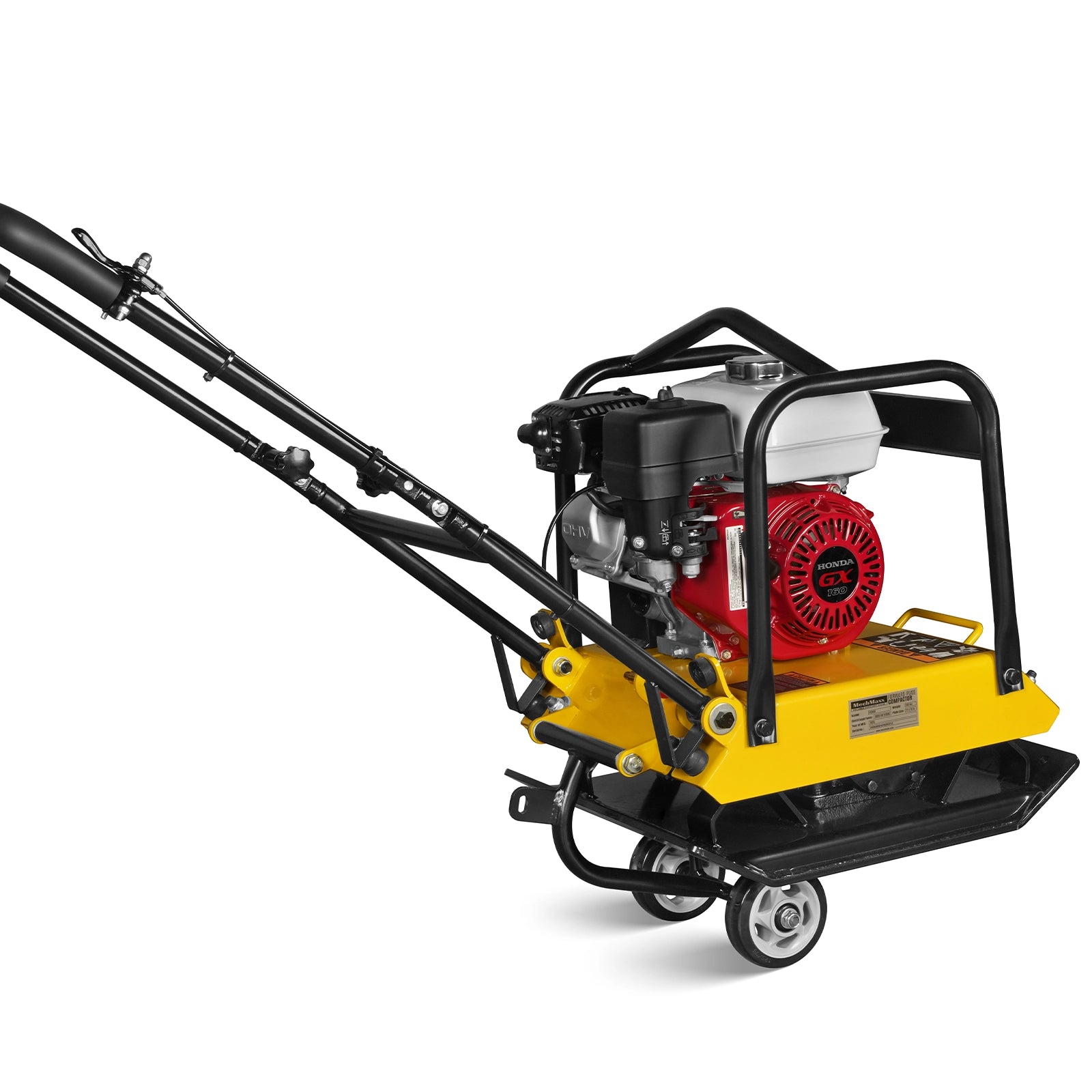 Honda GX160 Vibratory Plate Compactor with Wheel Kit, 3600 lb Centrifugal Force for Soil, Gravel, Asphalt and Paver Base, PC90H
