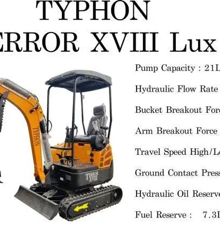 TYPHON TERROR XVIII Mini Excavator 4000lbs USA KUBOTA D902 + 12β³ DIGGING BUCKET