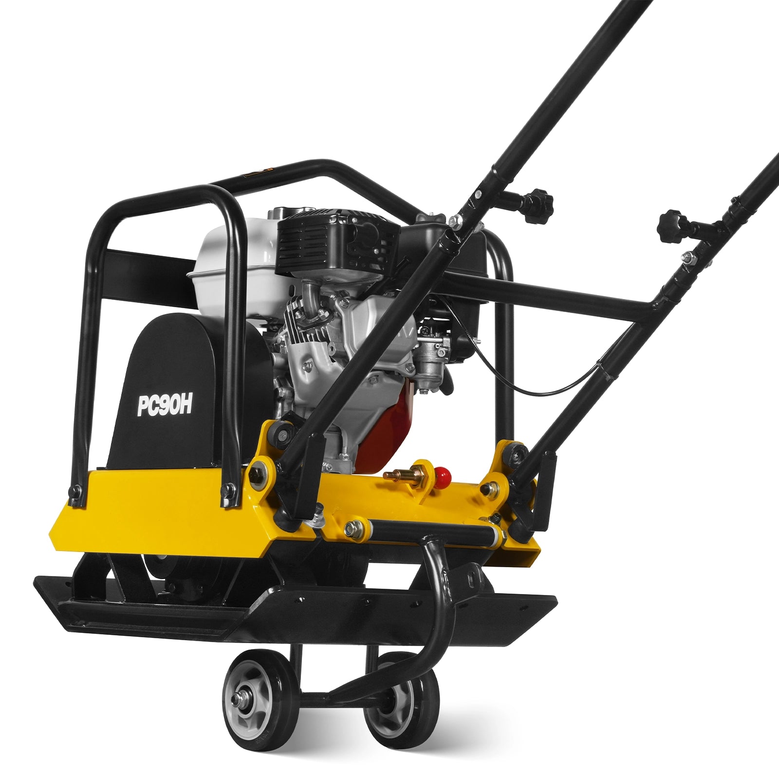 Honda GX160 Vibratory Plate Compactor with Wheel Kit, 3600 lb Centrifugal Force for Soil, Gravel, Asphalt and Paver Base, PC90H