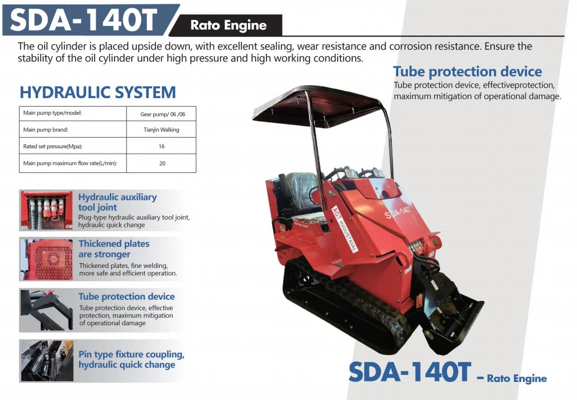0.8 Ton, Rato R420D Engine Mini Skid Steer | AGT-SDA-140T