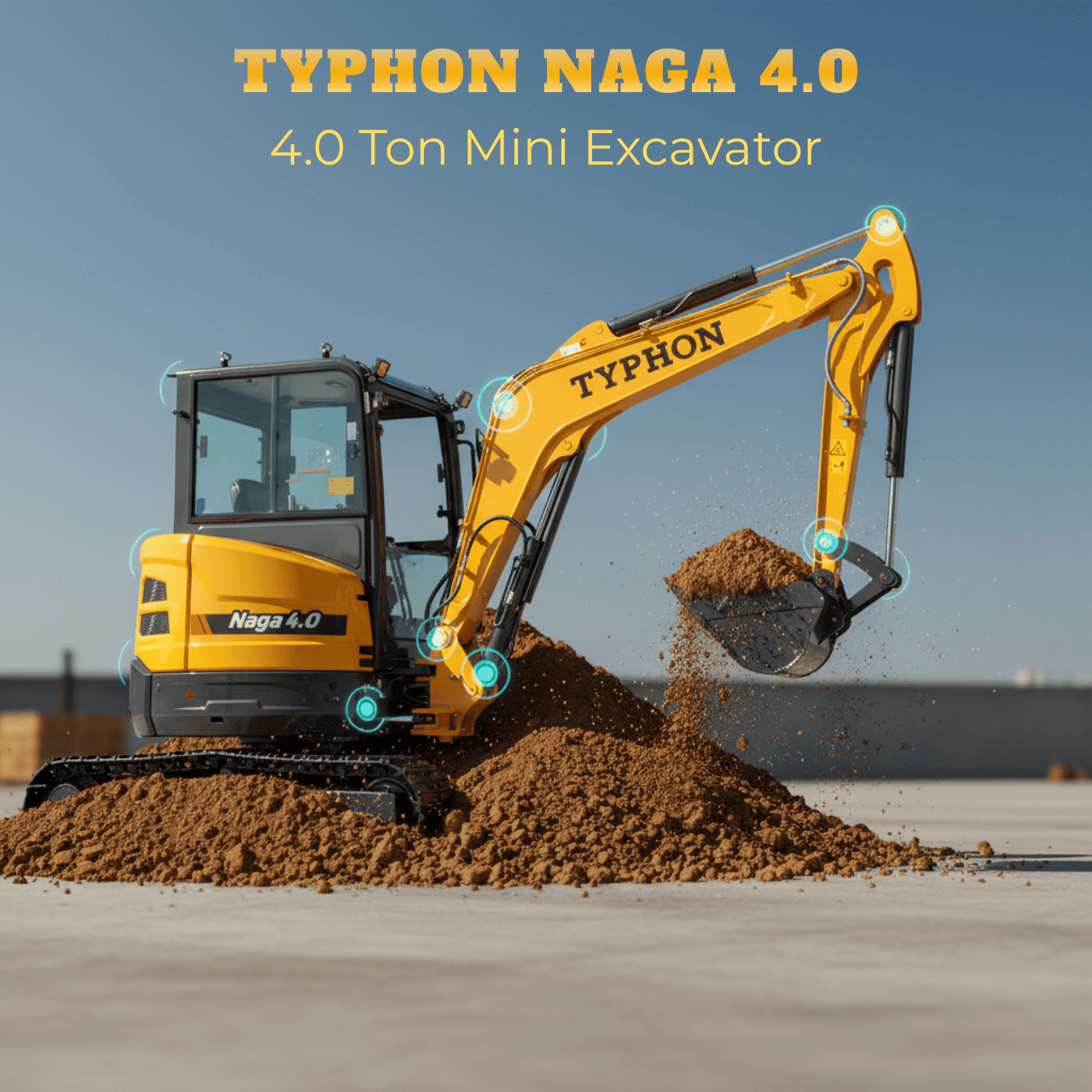 TYPHON NAGA 4.0 Mini Excavator 4 Ton 24.4HP Yanmar Diesel AC/Heat Cabin